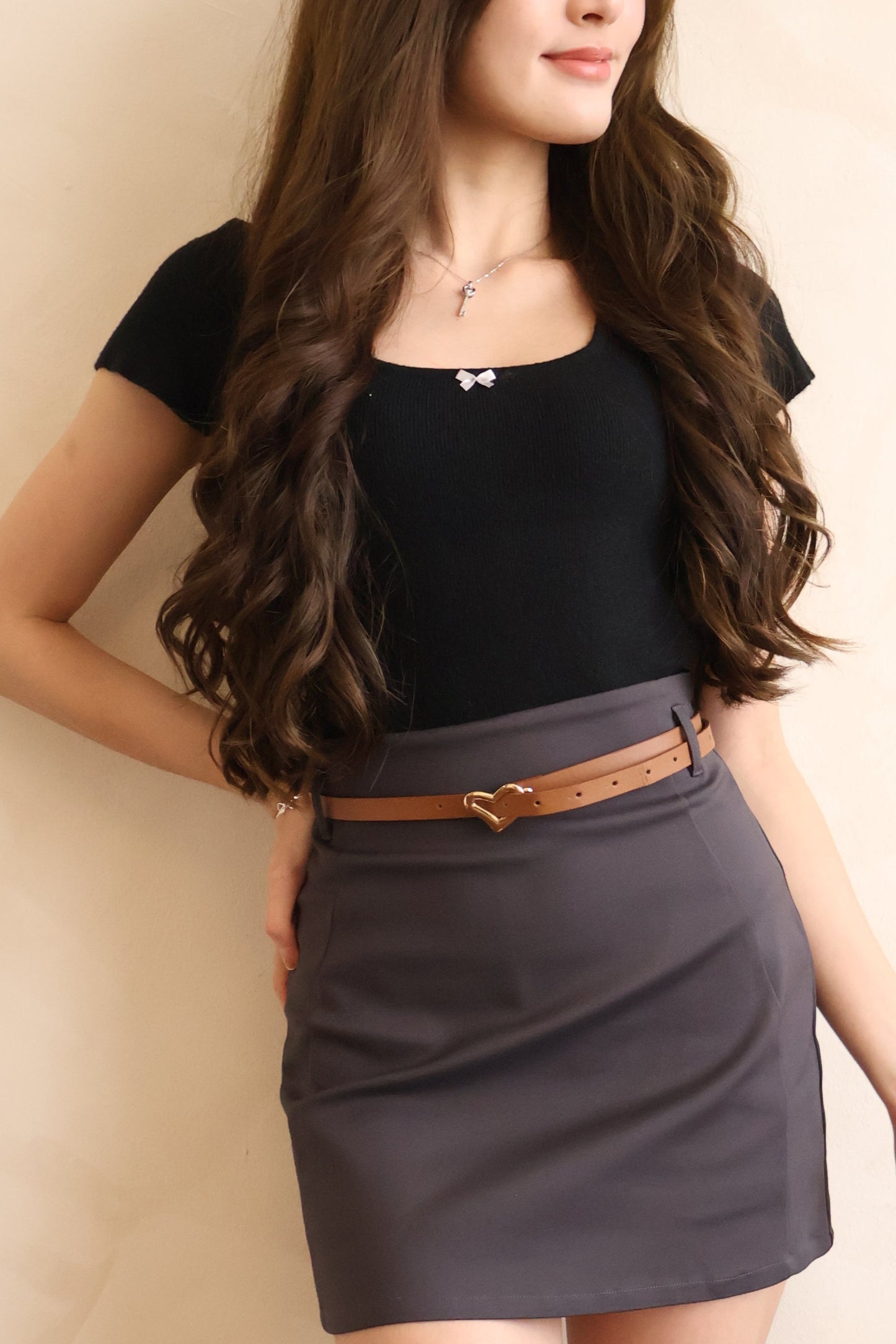 Sammy HeartShape Belted Skorts In Grey