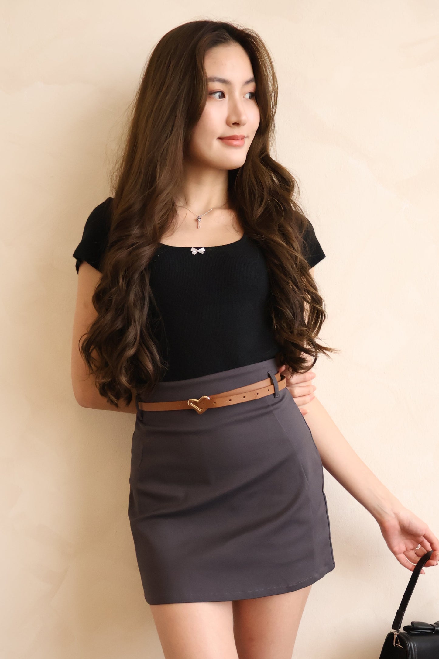 Samantha Ribbon Soft Knit Top In Black