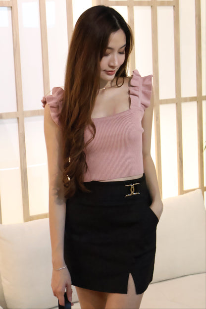 Deana Buckle Pocket Skorts In Black