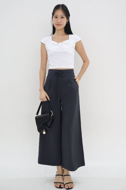 Laura Ribbon Tie Front Flare Pants In Grey