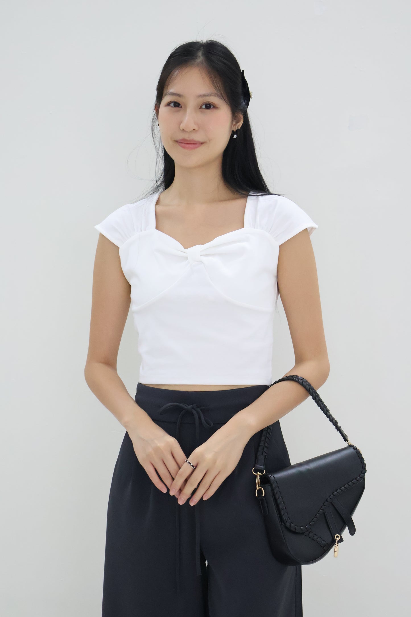 Sonia Sweetheart Bow Top In White