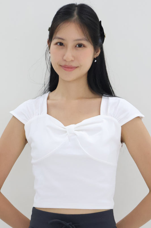 Sonia Sweetheart Bow Top In White