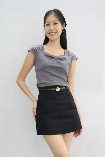 Sonia Sweetheart Bow Top In Grey