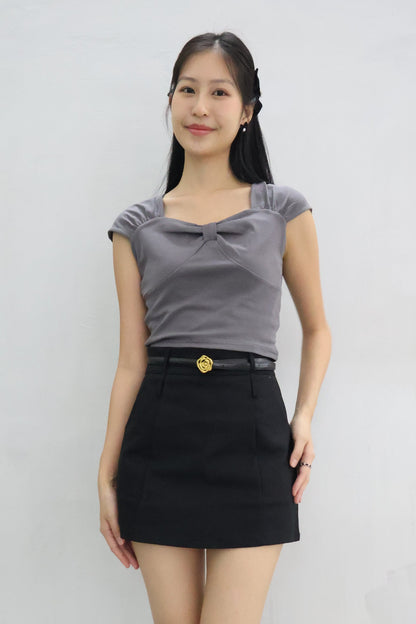 Sonia Sweetheart Bow Top In Grey