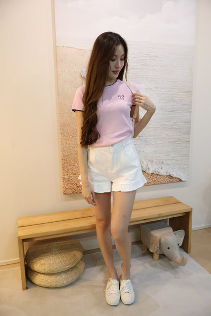 Tasha Embroidered Ribbon Knit Top In Pink