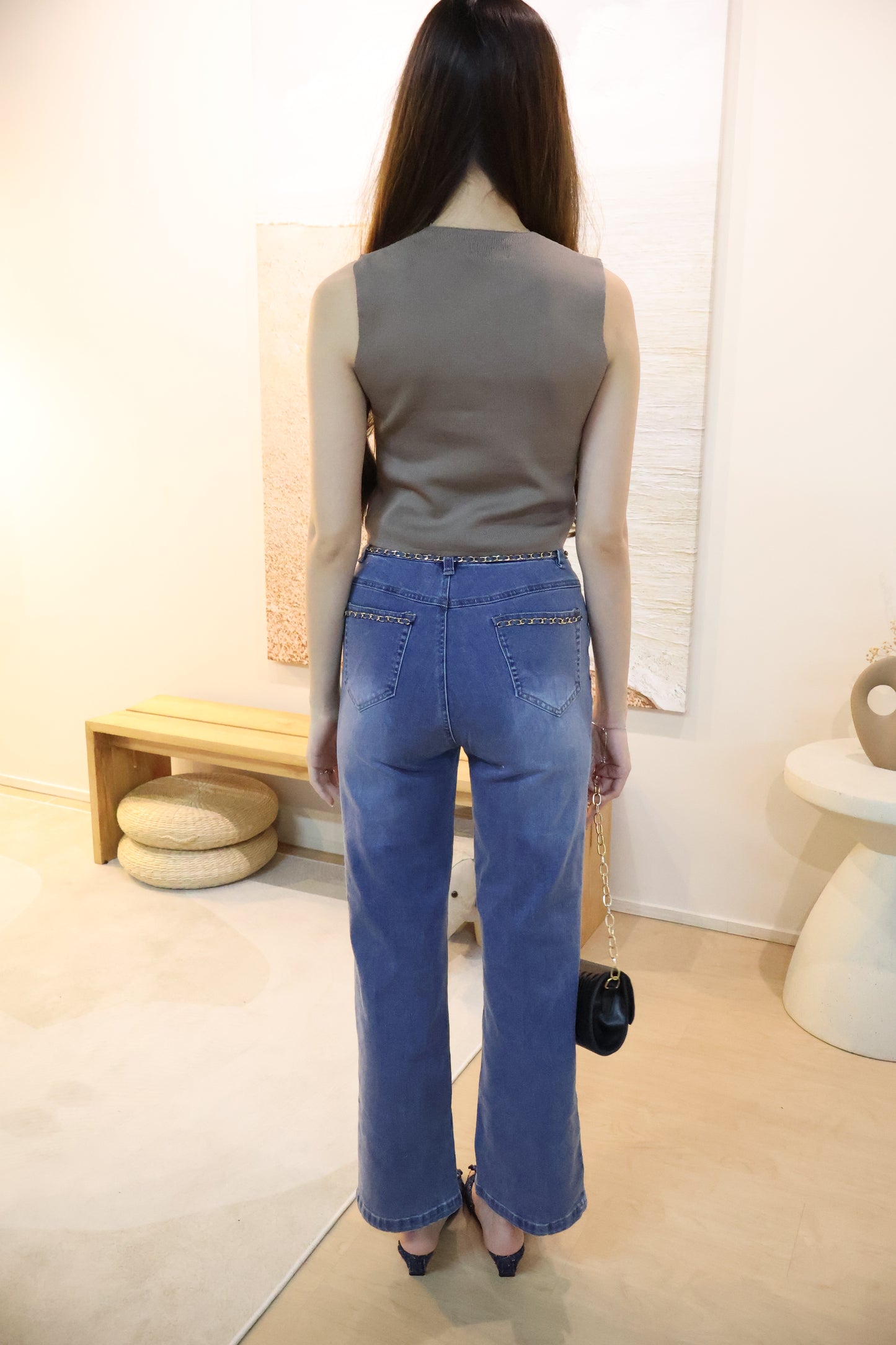 Sandrick Button Knit Vest Top In Taupe