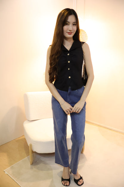 Kerina Sailor Collar Blouse In Black