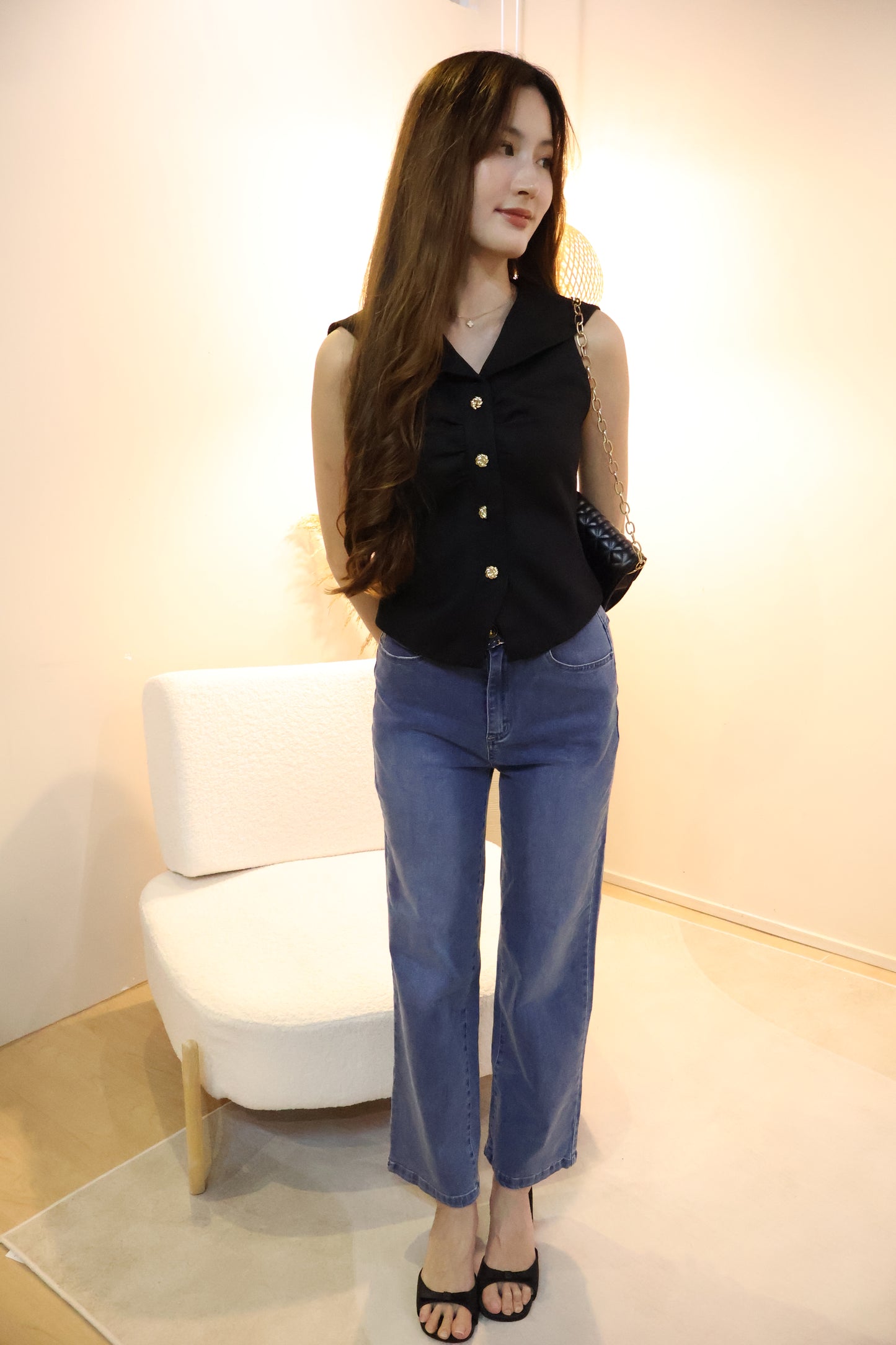 Kerina Sailor Collar Blouse In Black