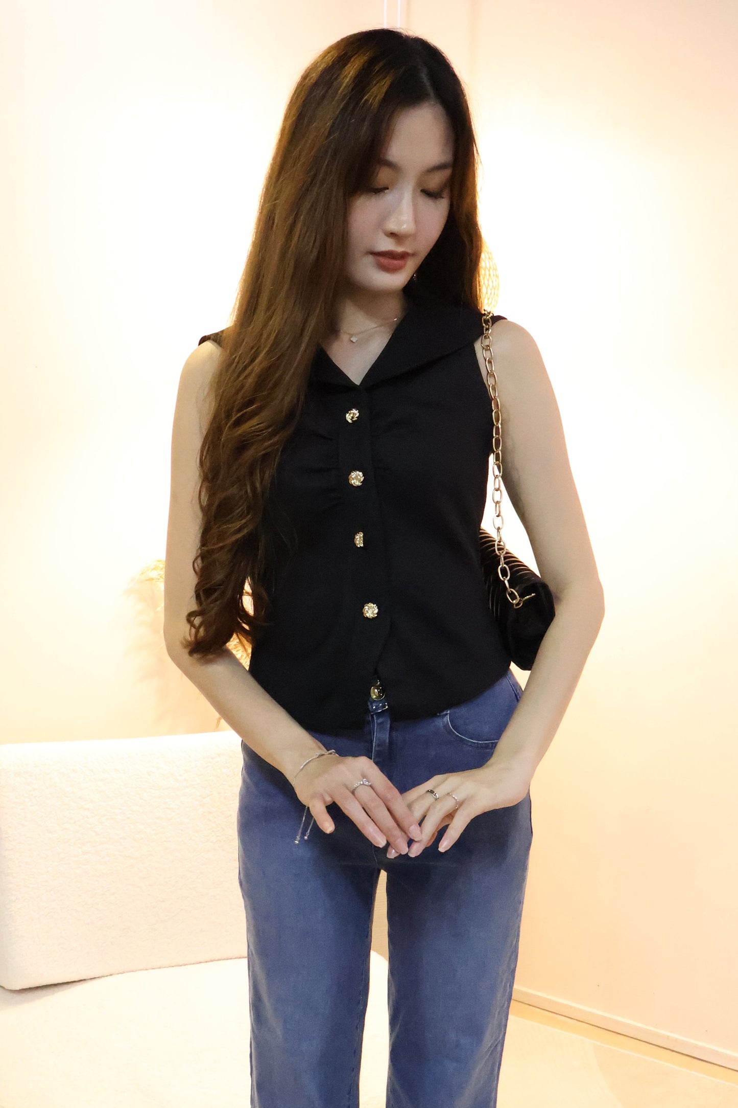 Kerina Sailor Collar Blouse In Black