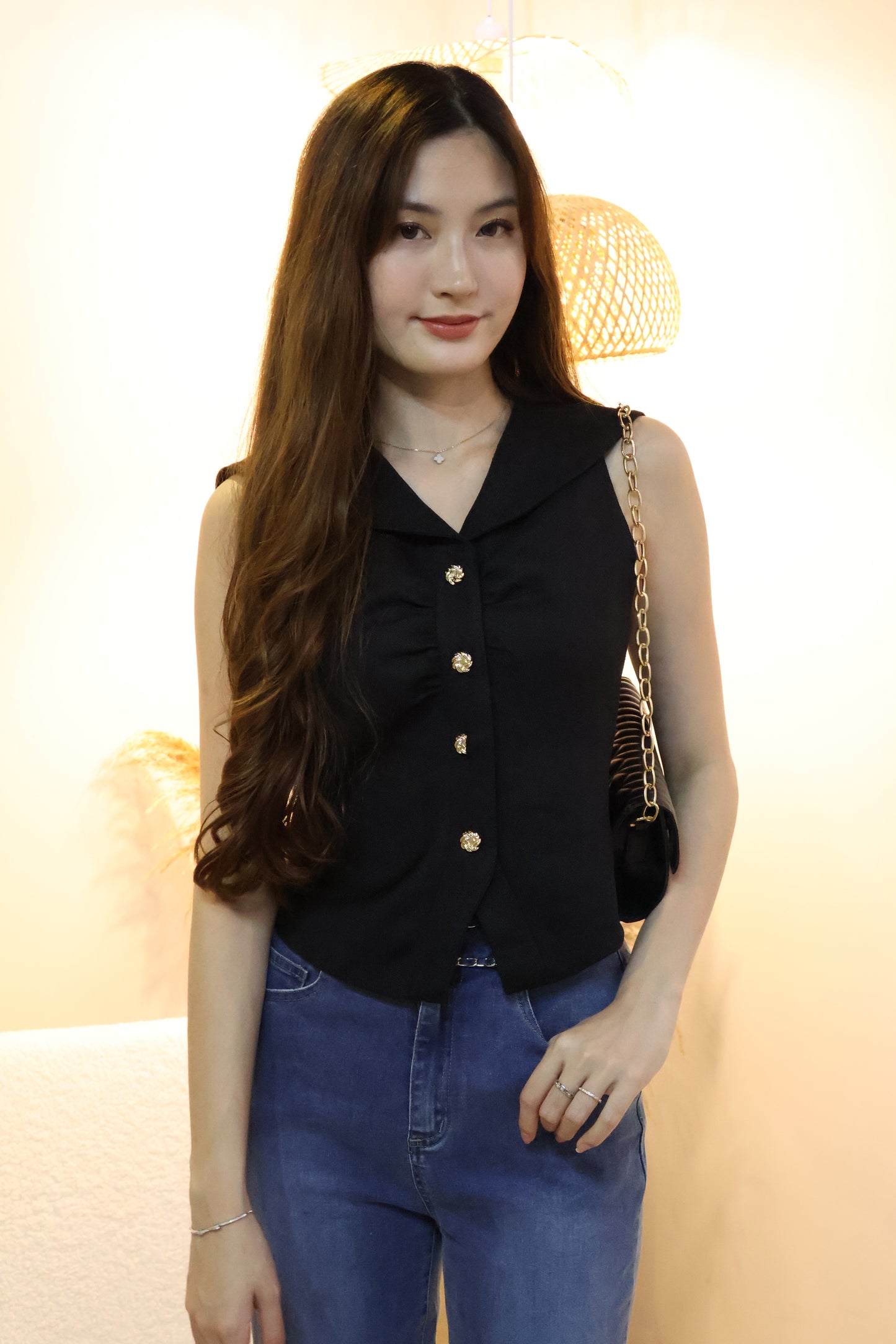 Kerina Sailor Collar Blouse In Black