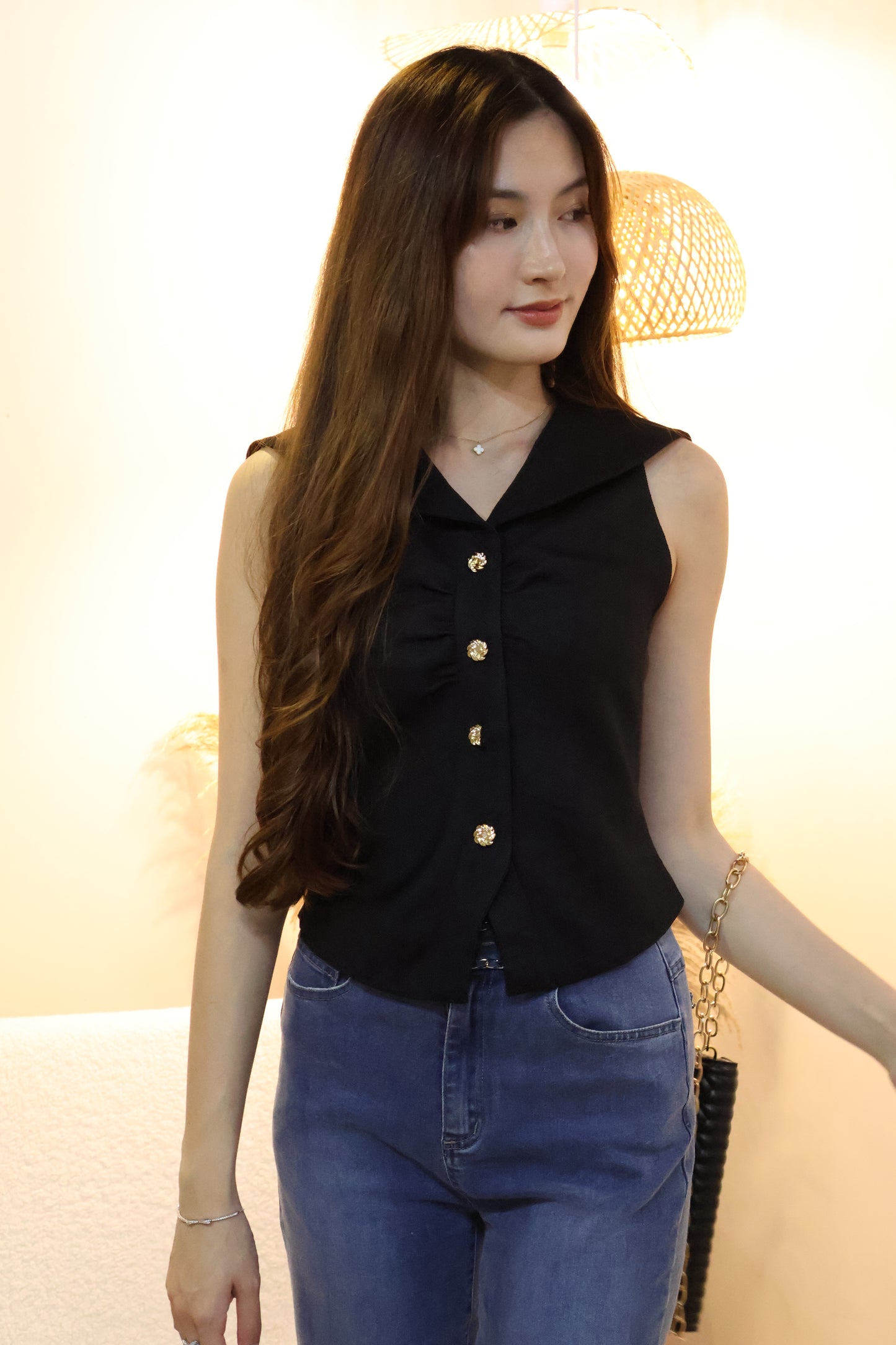Kerina Sailor Collar Blouse In Black