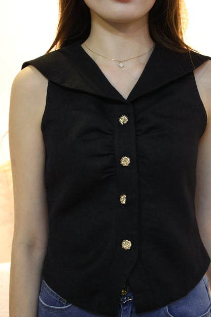Kerina Sailor Collar Blouse In Black