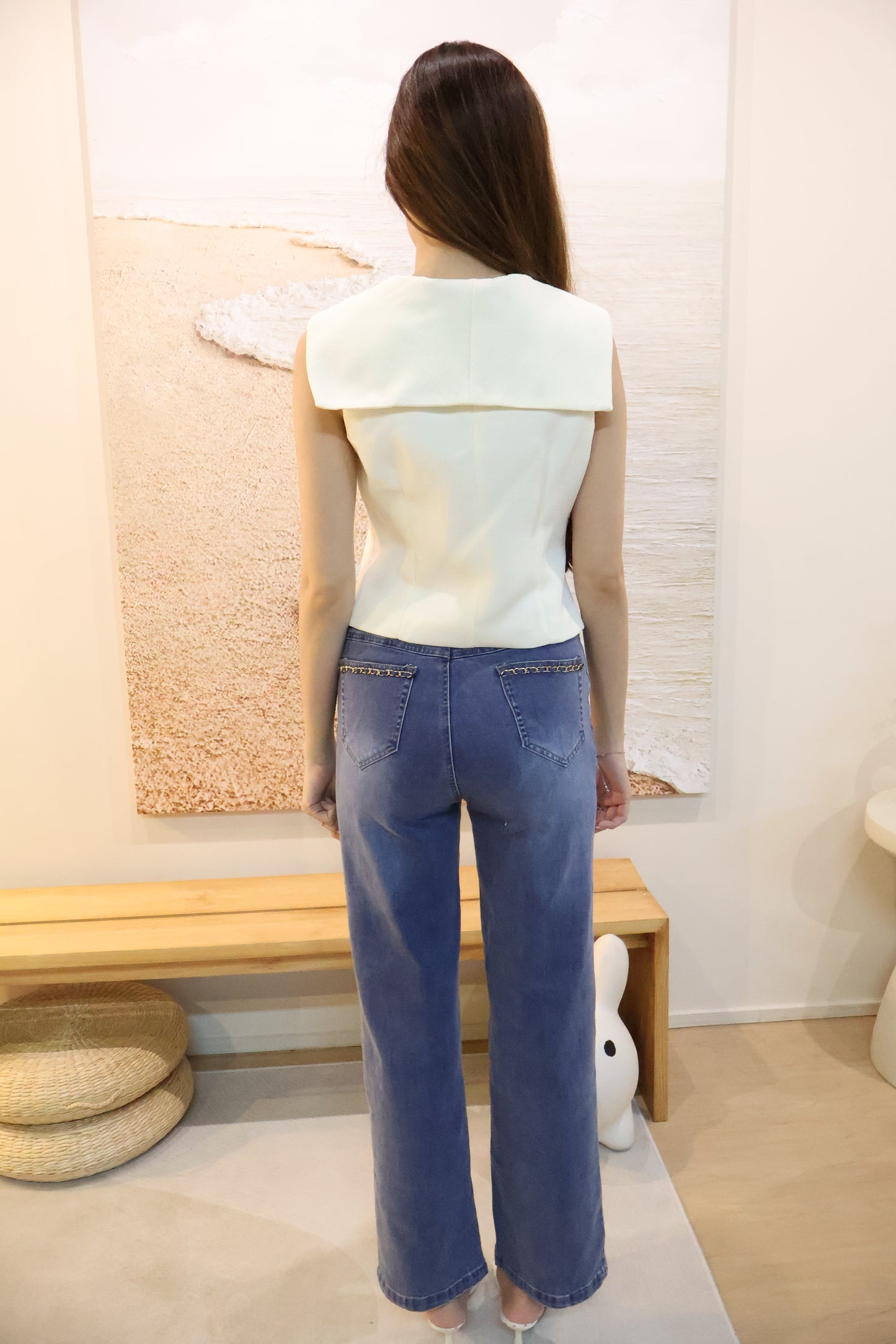 Kerina Sailor Collar Blouse In Cream