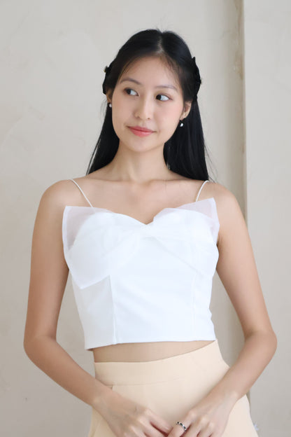 Rien Mesh Ribbon Camisole In White