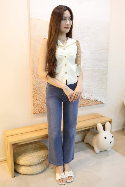 Kerina Sailor Collar Blouse In Cream