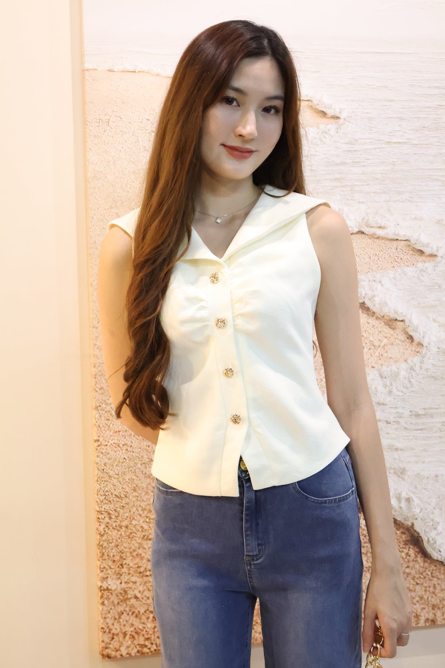 Kerina Sailor Collar Blouse In Cream