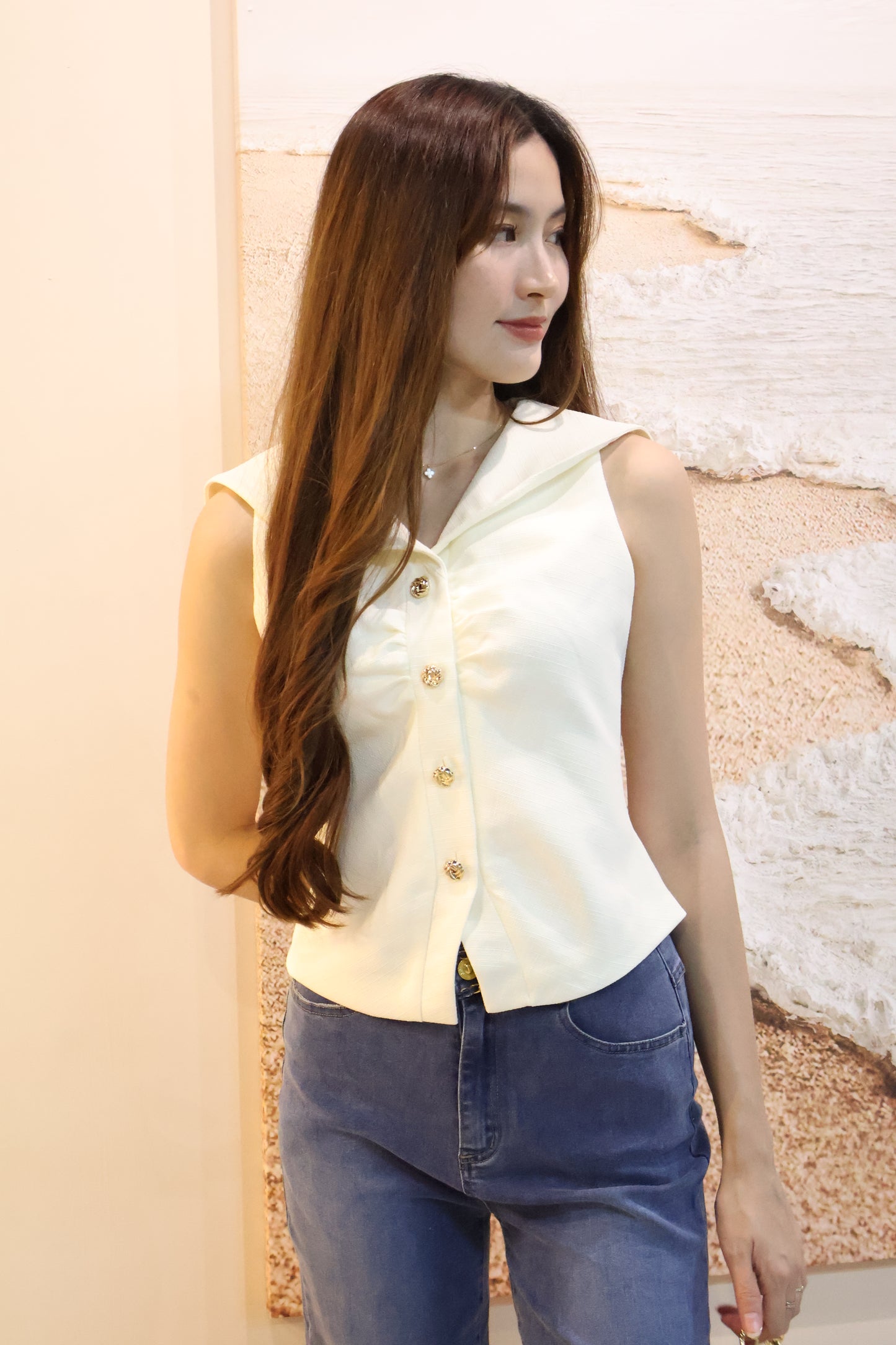 Kerina Sailor Collar Blouse In Cream
