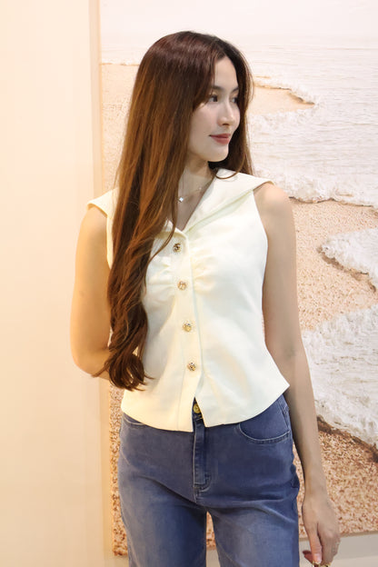 Kerina Sailor Collar Blouse In Cream