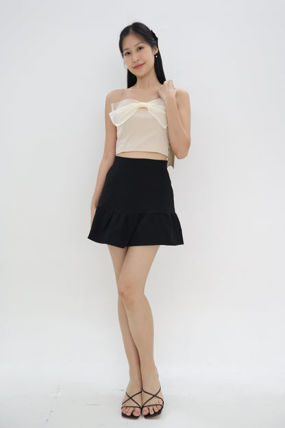Rien Mesh Ribbon Camisole In Beige