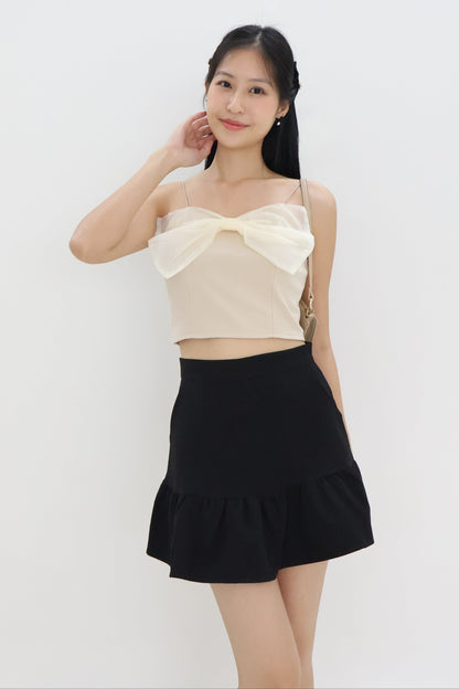 Rien Mesh Ribbon Camisole In Beige