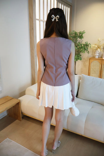 *Restocked* *Premium* Izzy Rose Gold Buttons Pleated Dress In Mulberry