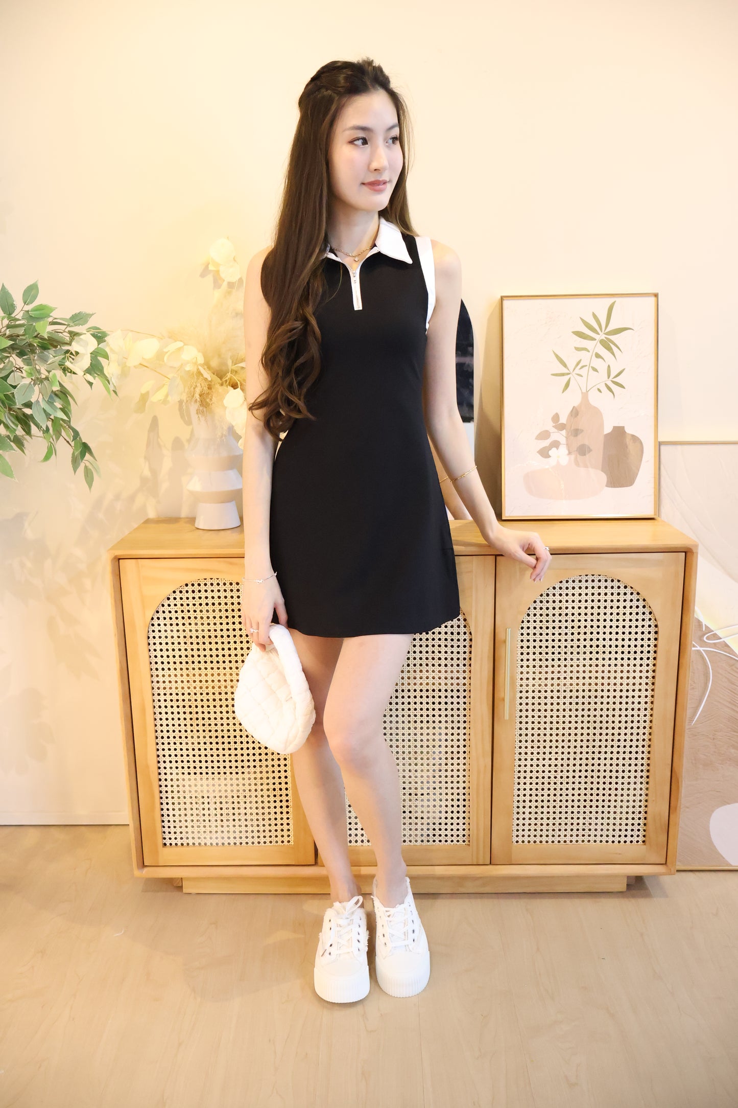 Ariana Halter Polo Dress In Black