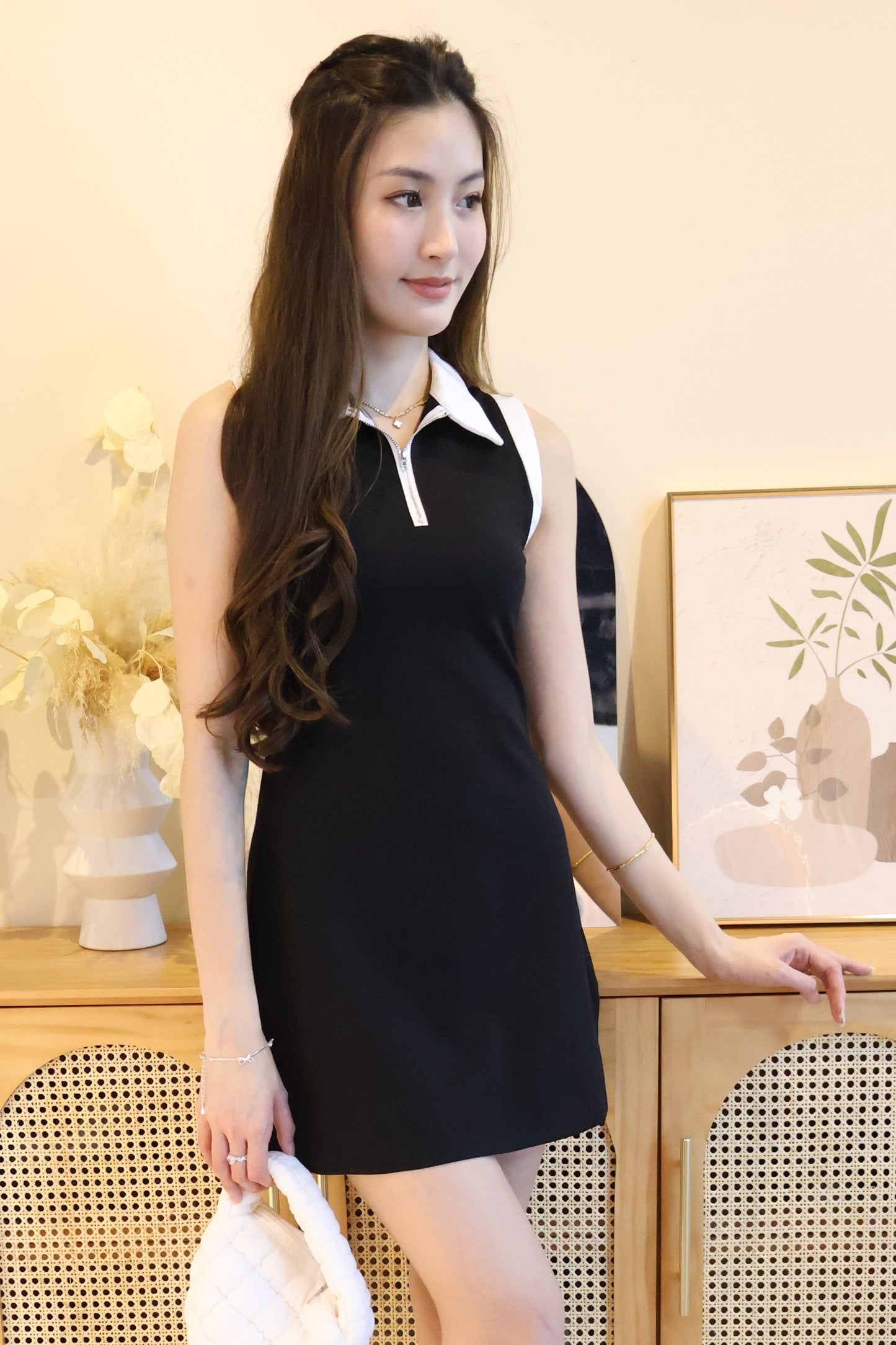 Ariana Halter Polo Dress In Black