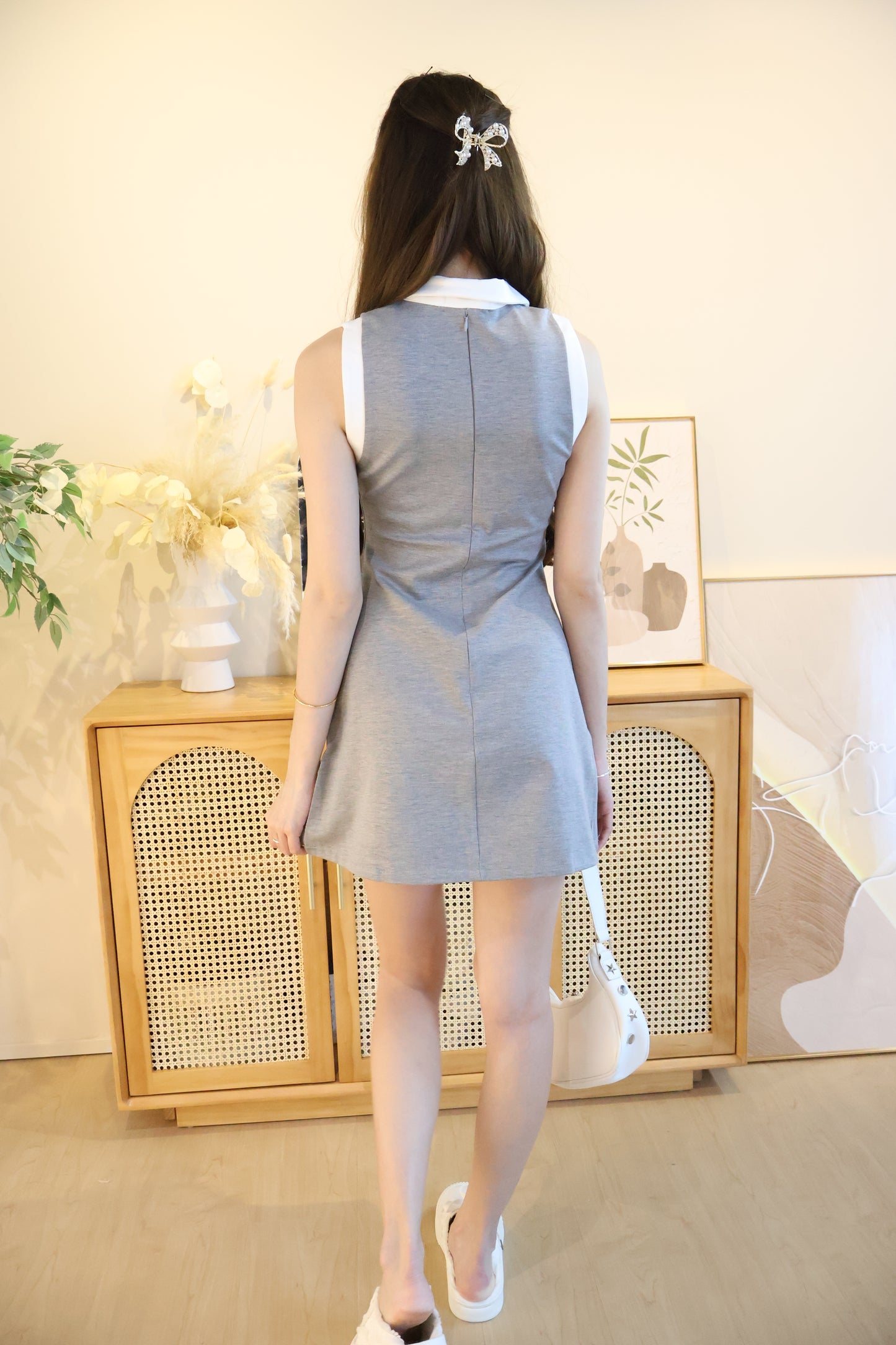 Ariana Halter Polo Dress In Grey