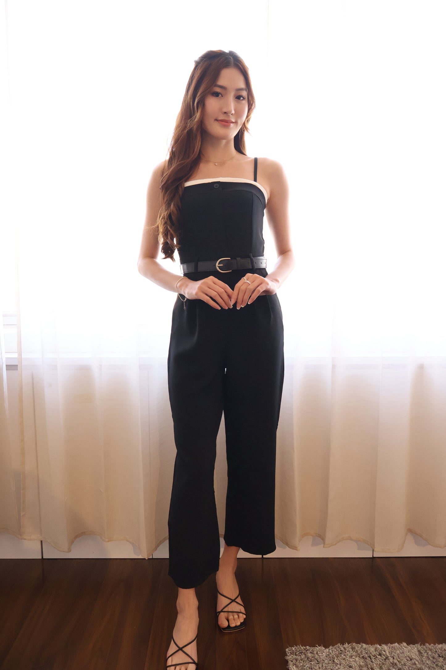 Joan Belted Jumpsuit In Iconic Black