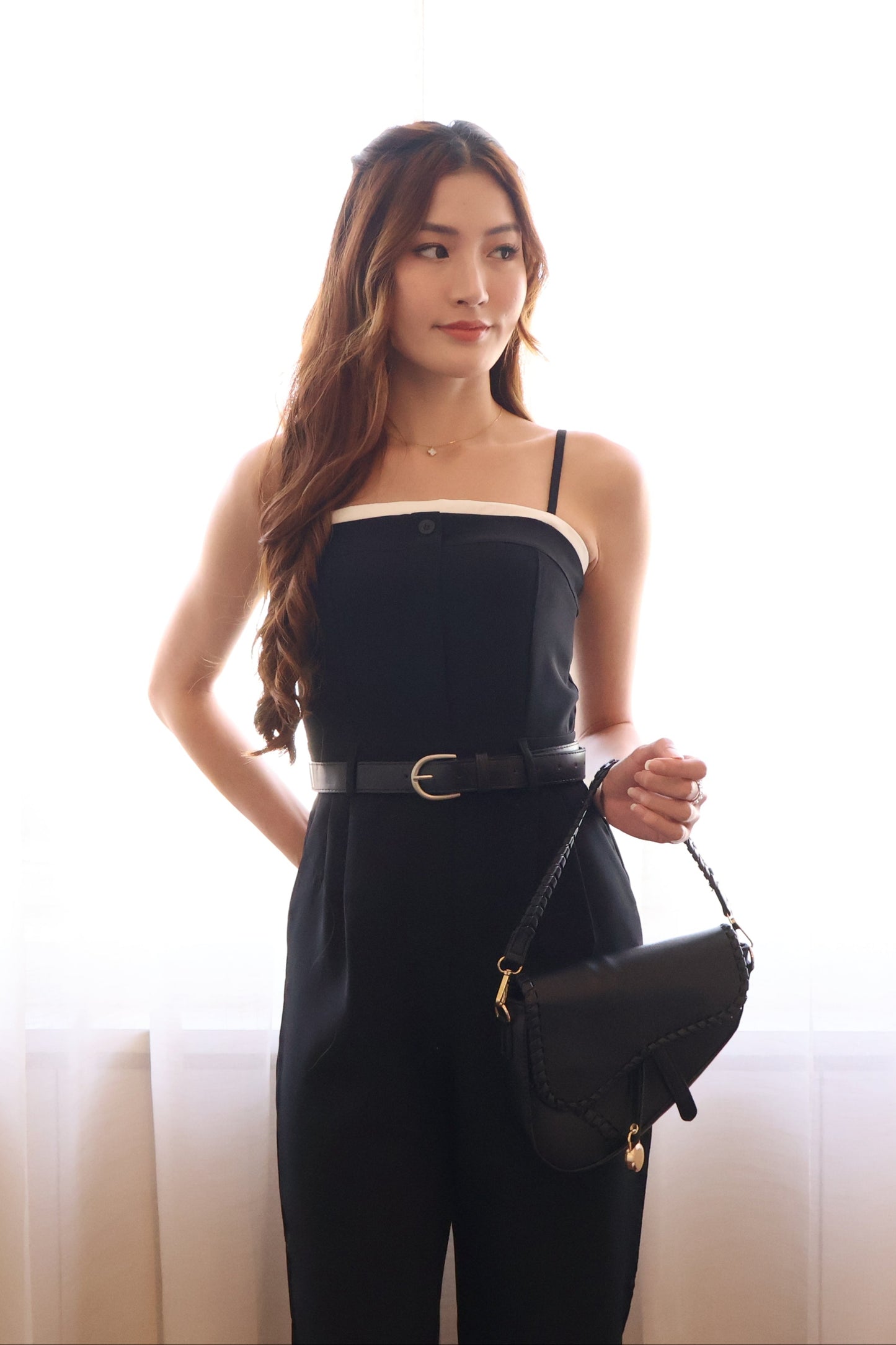 Joan Belted Jumpsuit In Iconic Black