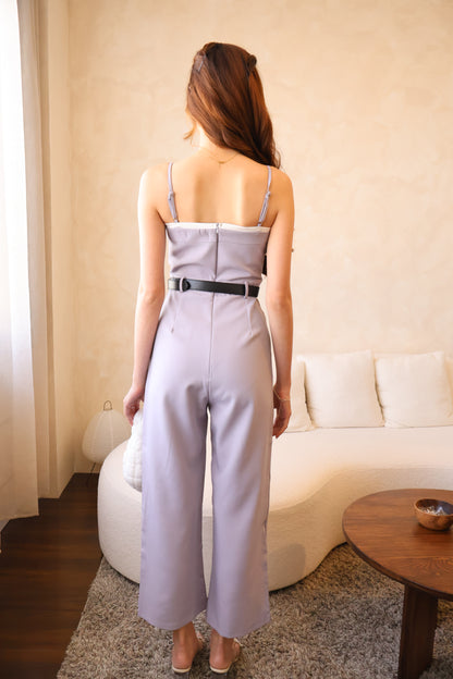 Joan Belted Jumpsuit In Soft Lilac