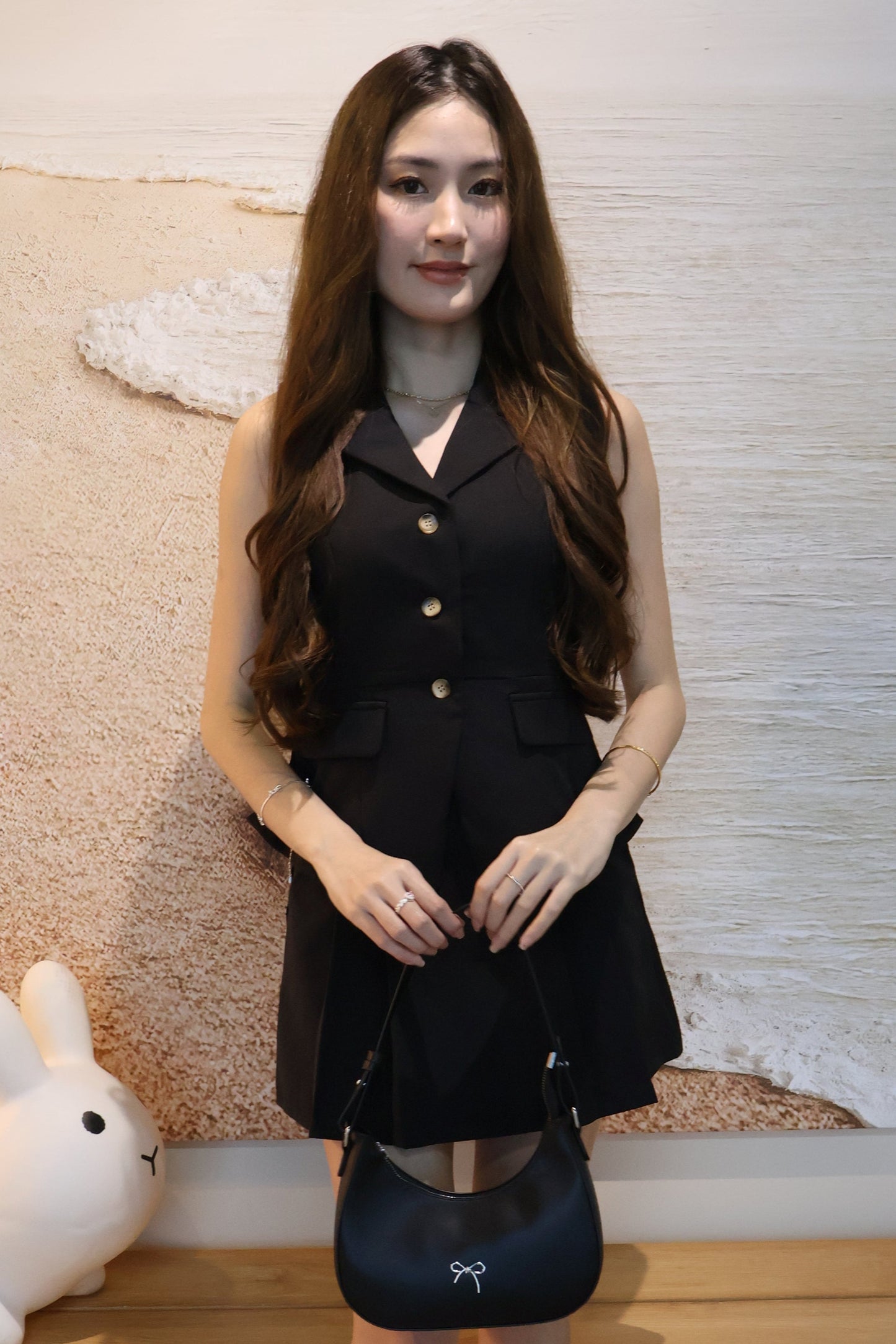 Mandy Vest Button Co-Ords Set In Black