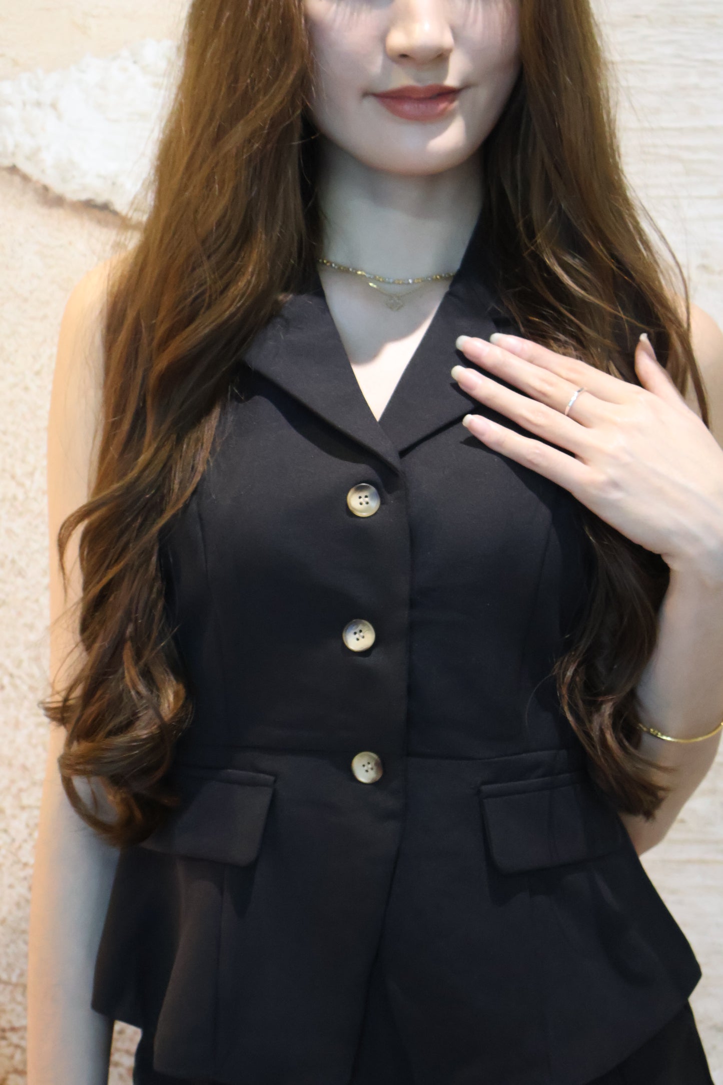 Mandy Vest Button Co-Ords Set In Black