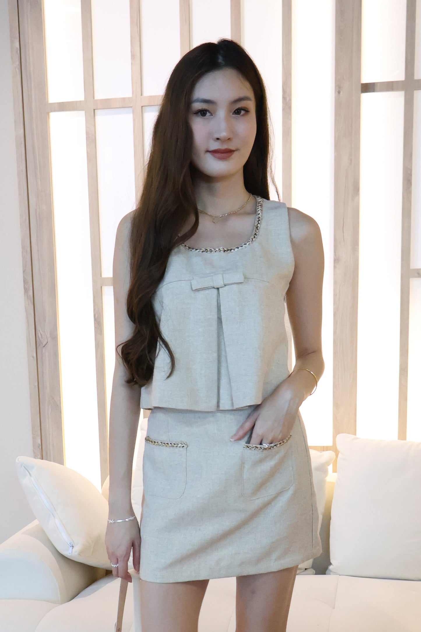 Mindy Bow Co-Ords Set In Oat