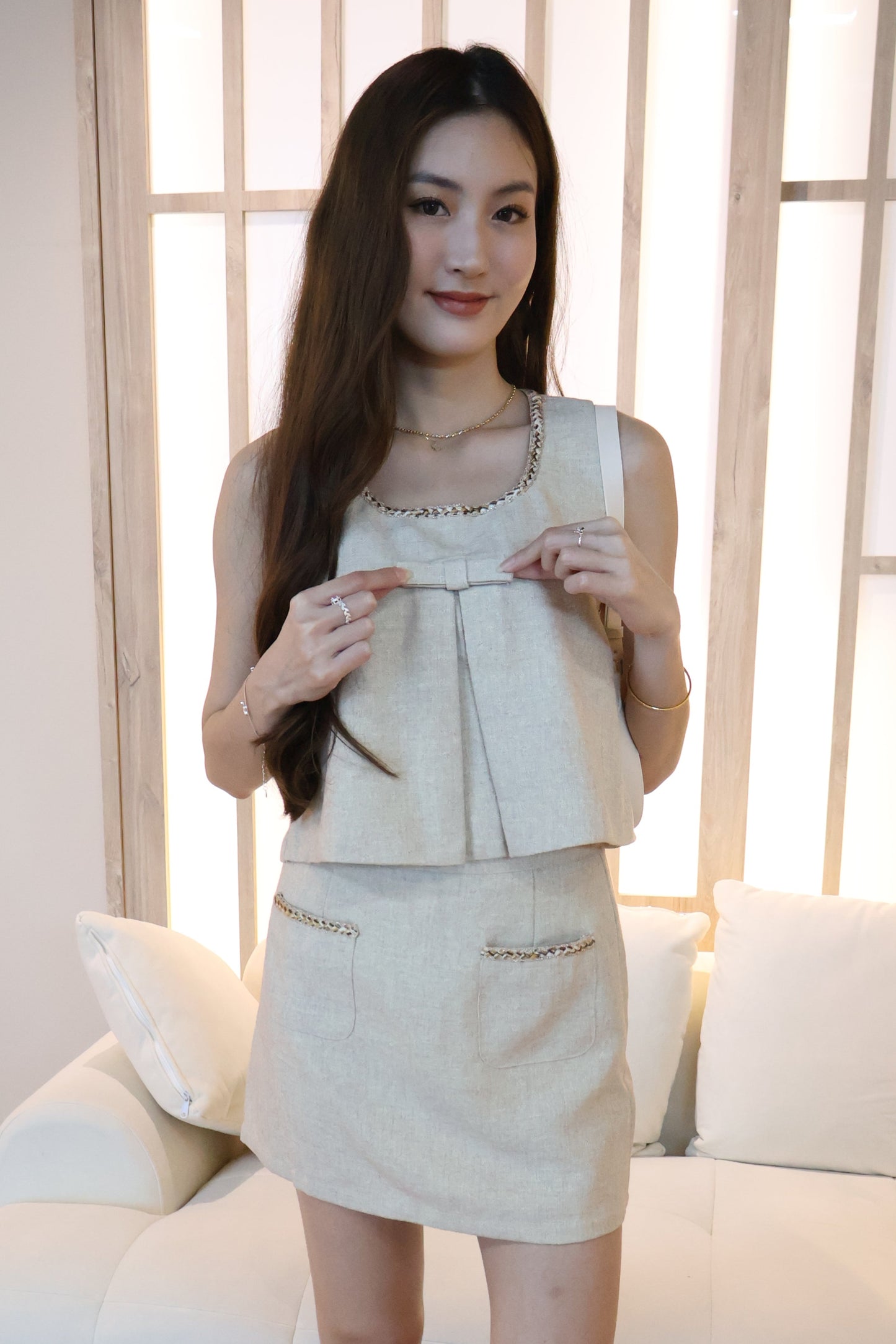 Mindy Bow Co-Ords Set In Oat