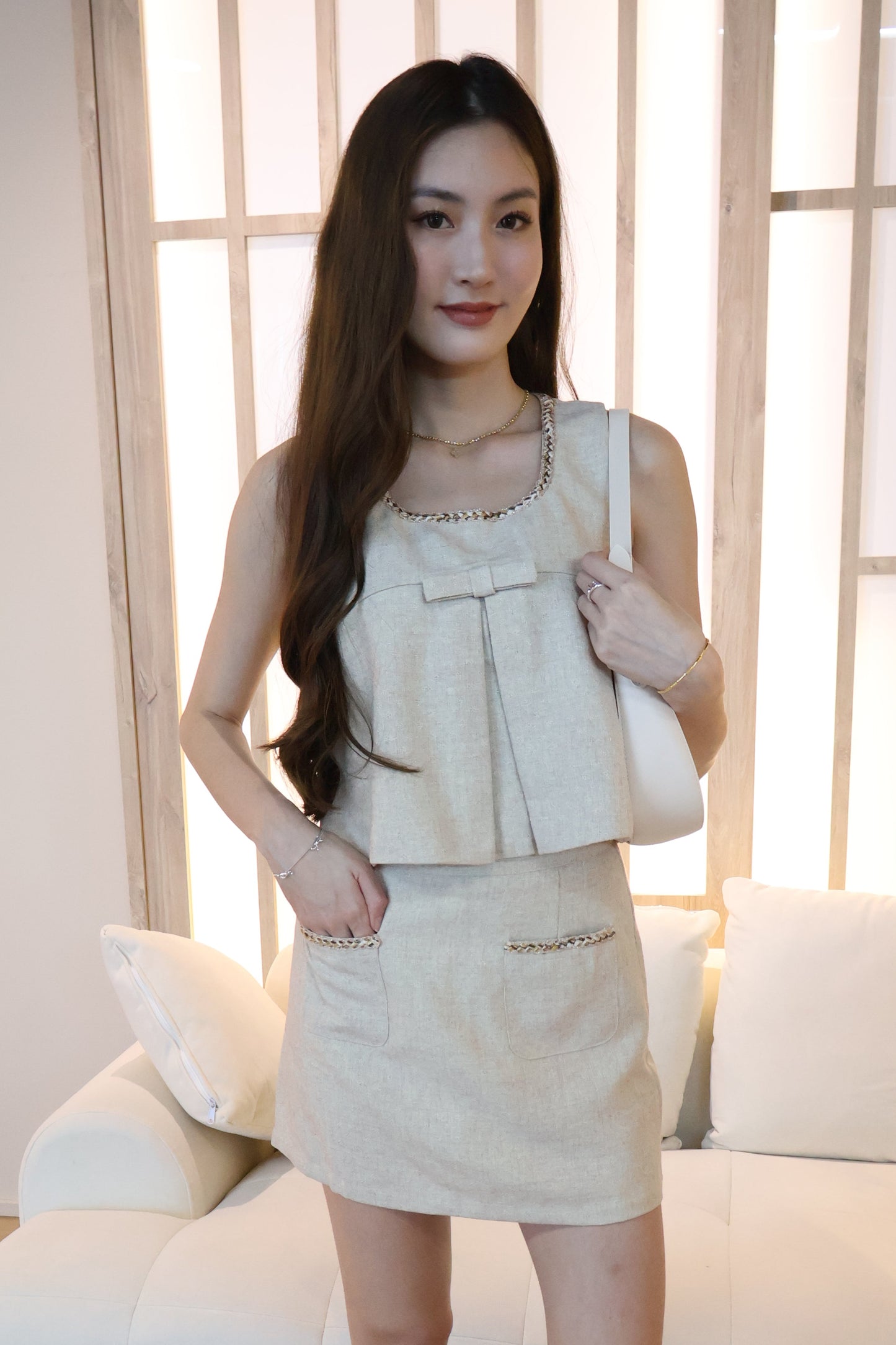 Mindy Bow Co-Ords Set In Oat