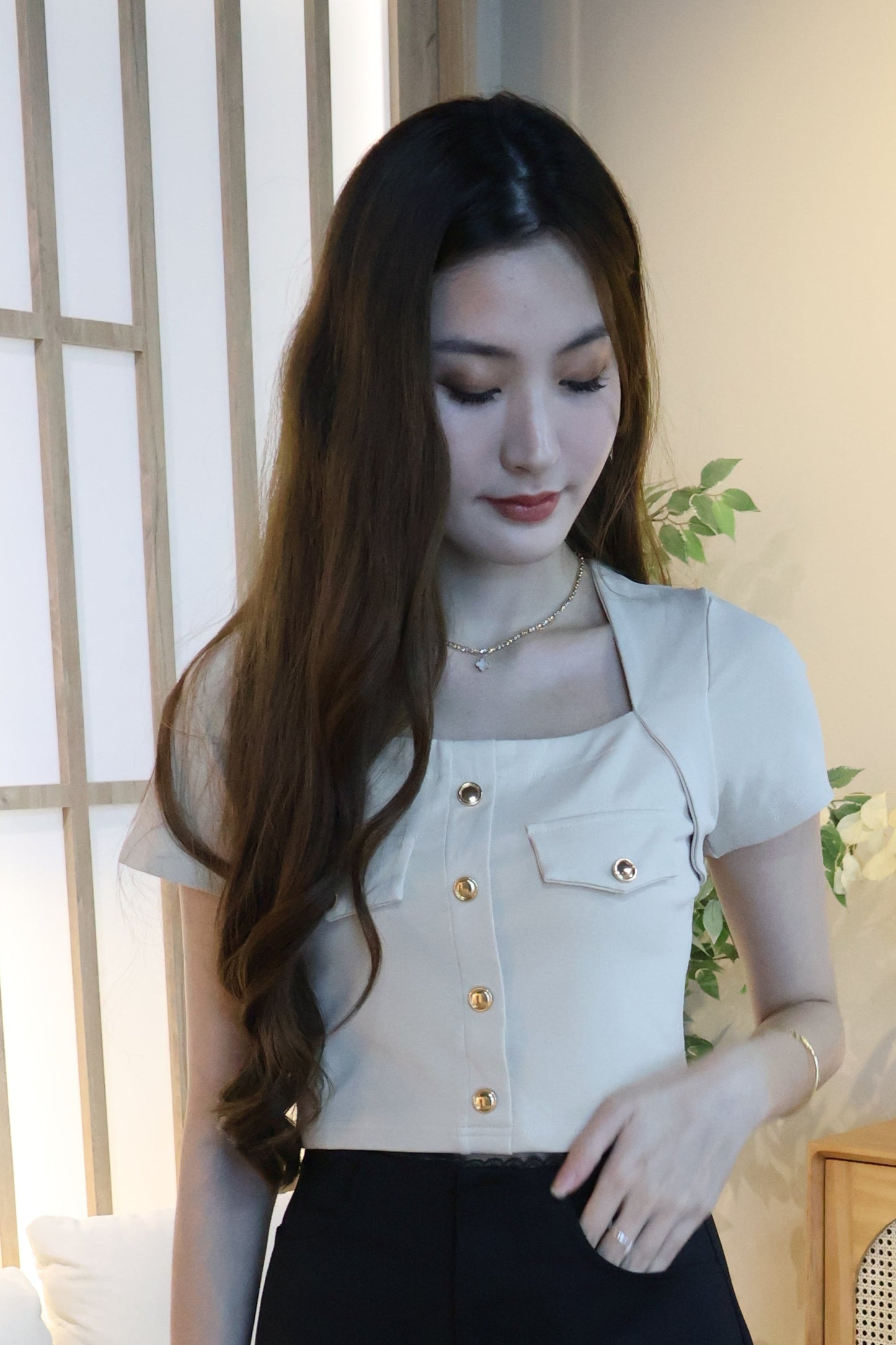 Cheyenne Button Top In Khaki