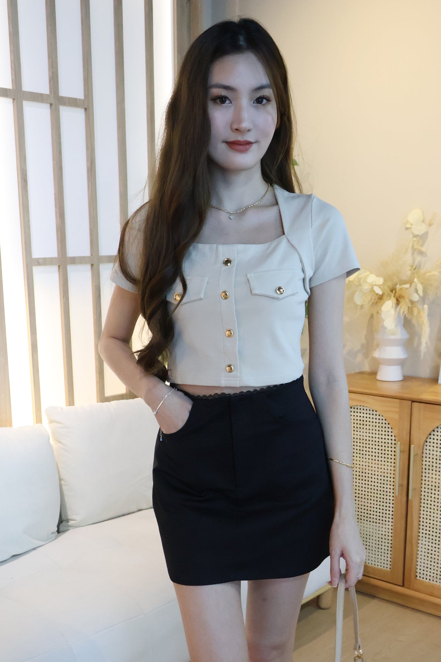 Cheyenne Button Top In Khaki