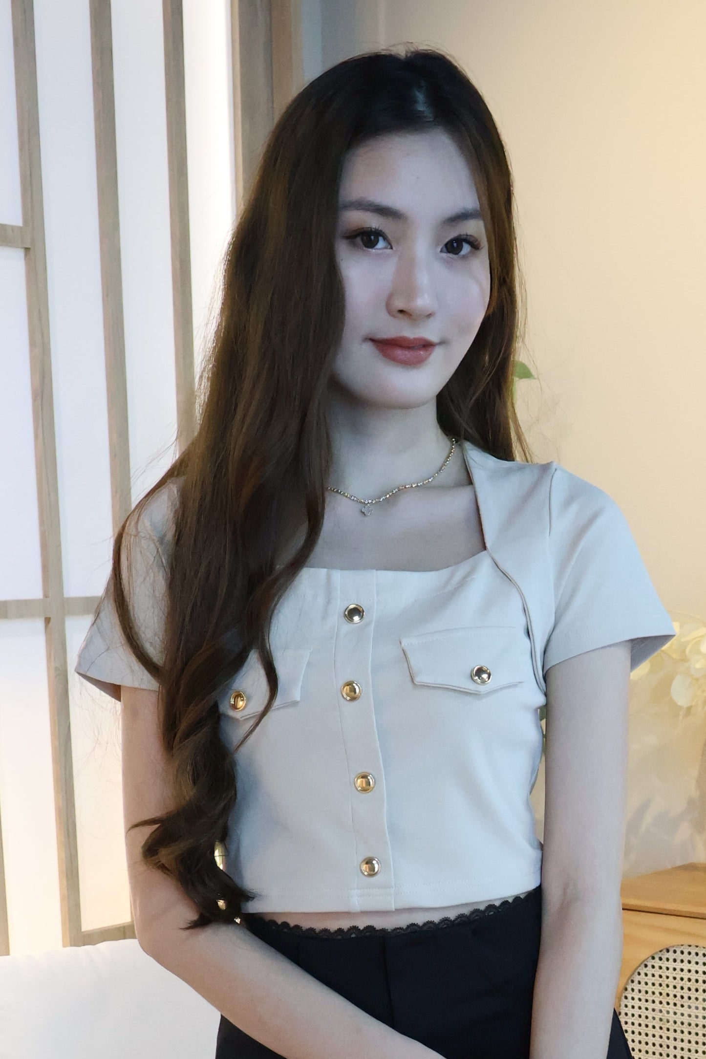 Cheyenne Button Top In Khaki