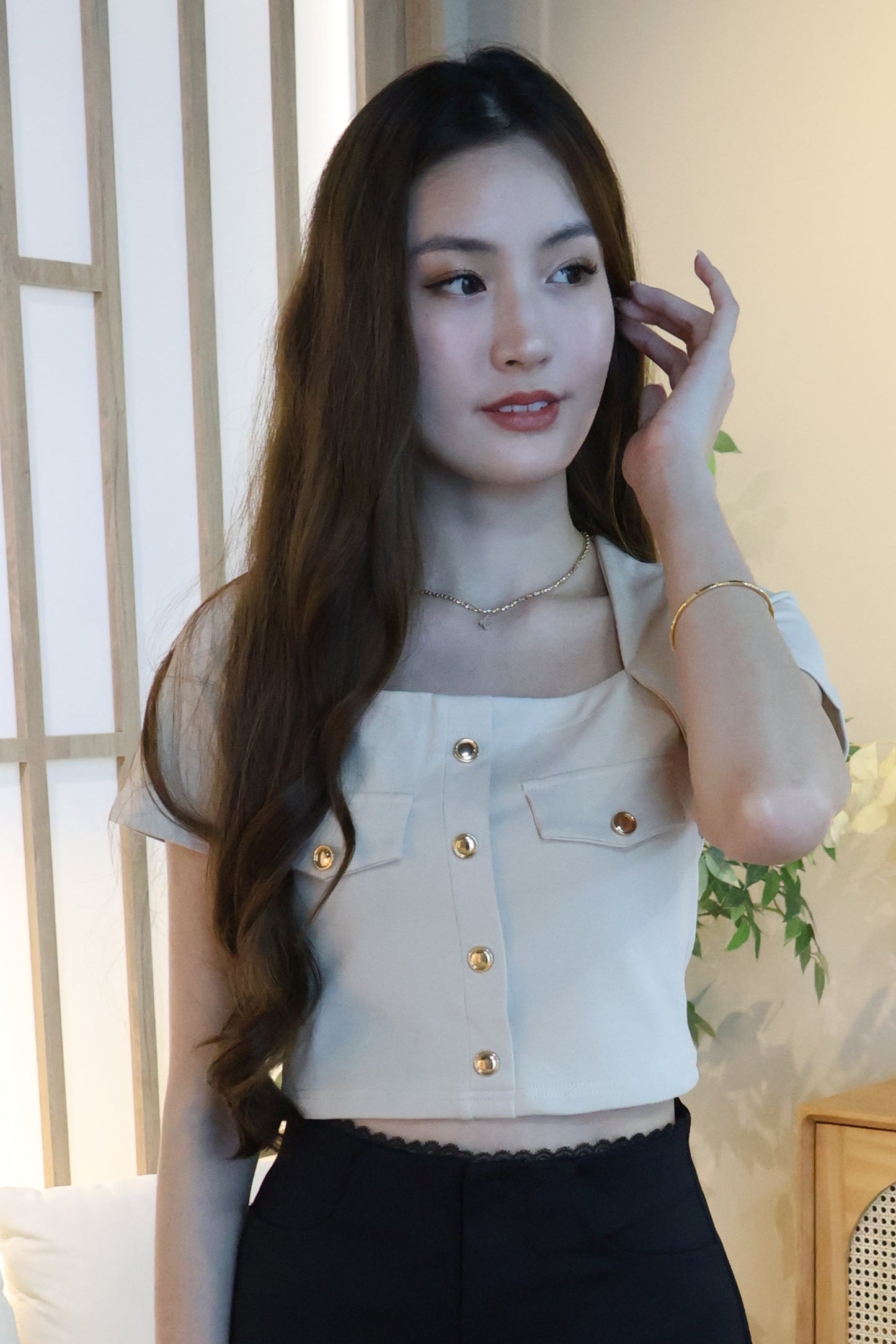 Cheyenne Button Top In Khaki