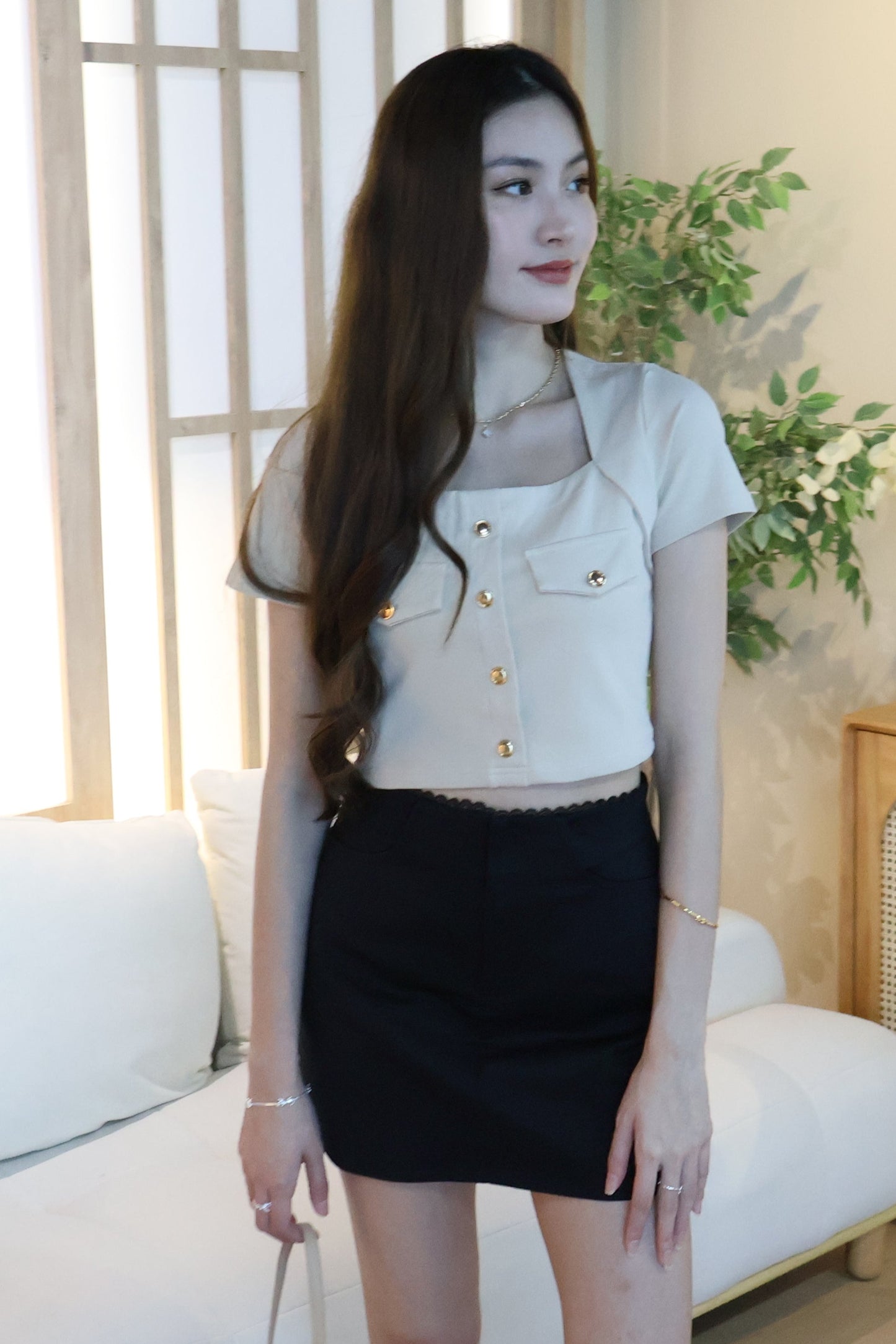 Cheyenne Button Top In Khaki