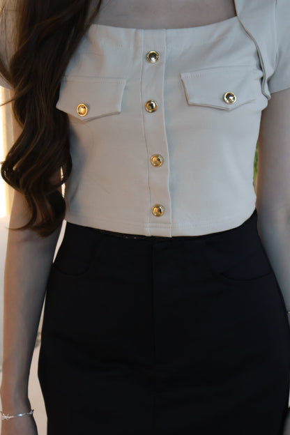 Cheyenne Button Top In Khaki