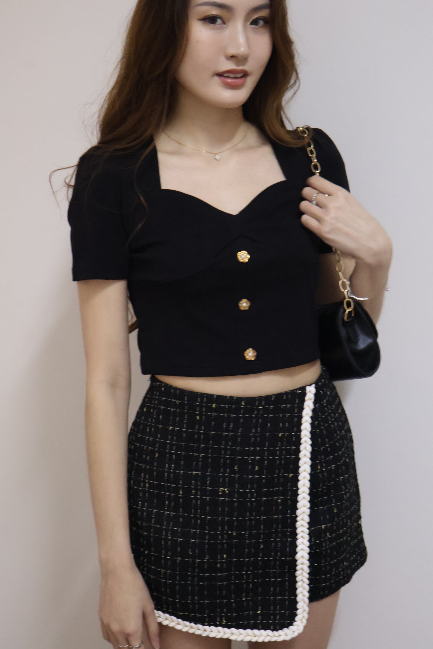 *Premium* Yan Tweed Skorts In Black