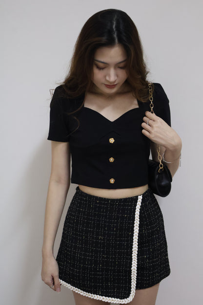 *Premium* Yan Tweed Skorts In Black