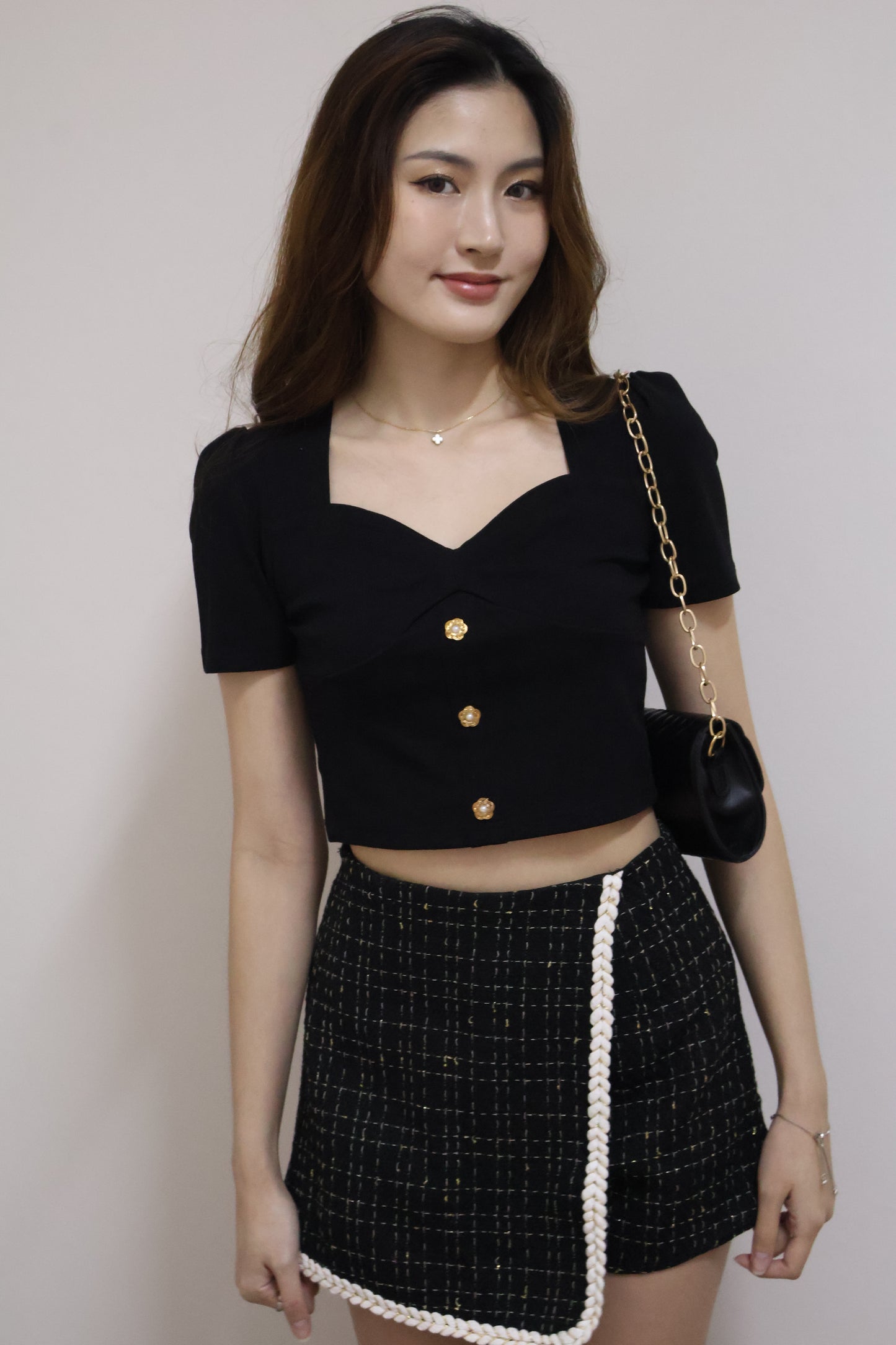 *Premium* Yan Tweed Skorts In Black