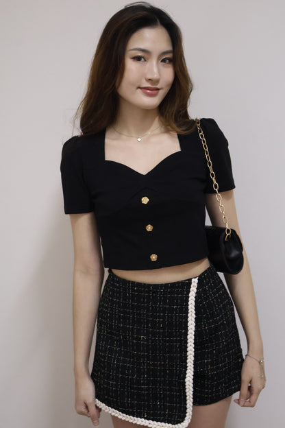 *Premium* Yan Tweed Skorts In Black
