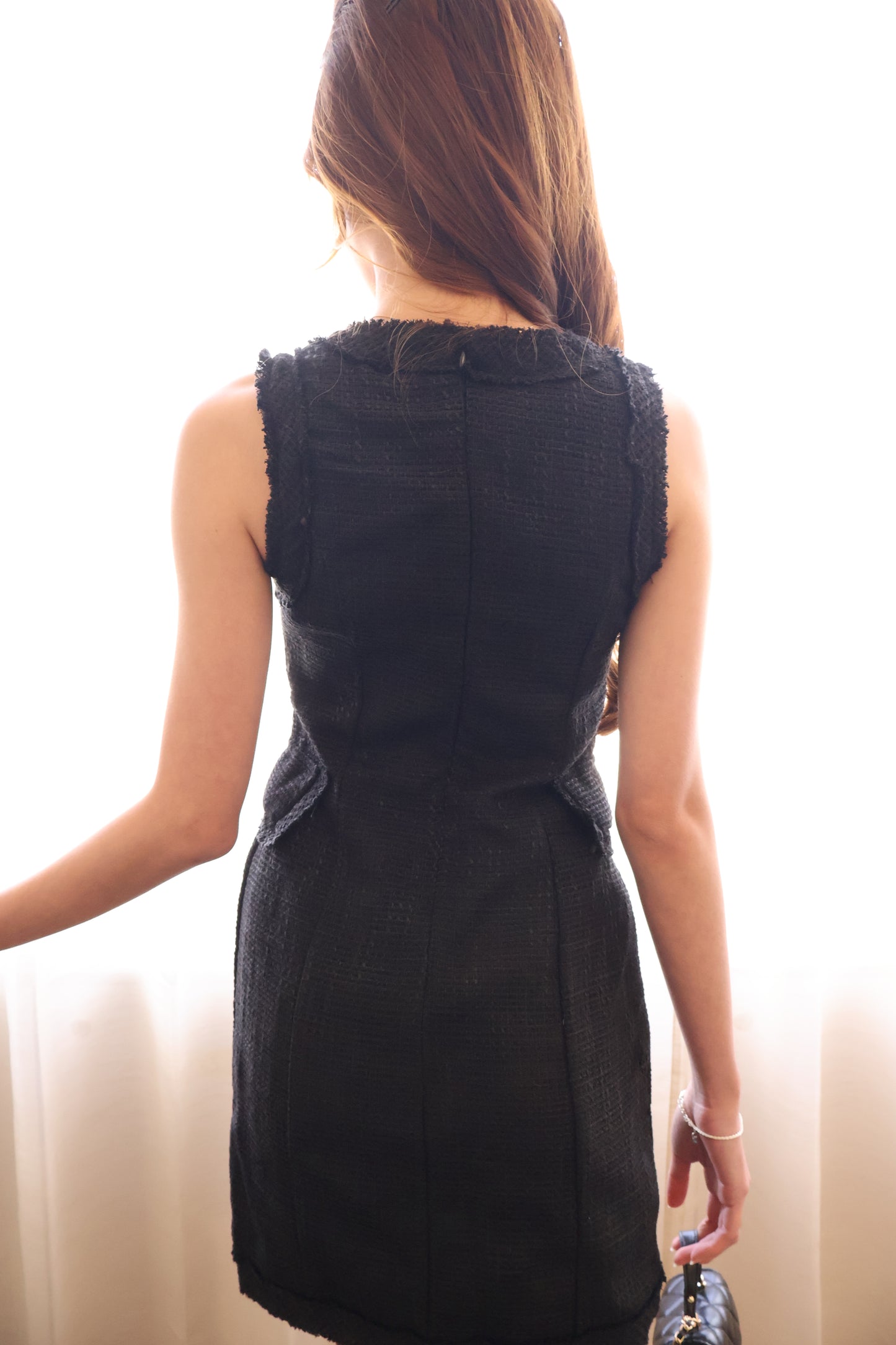 Abby Tweed Button Dress In Black