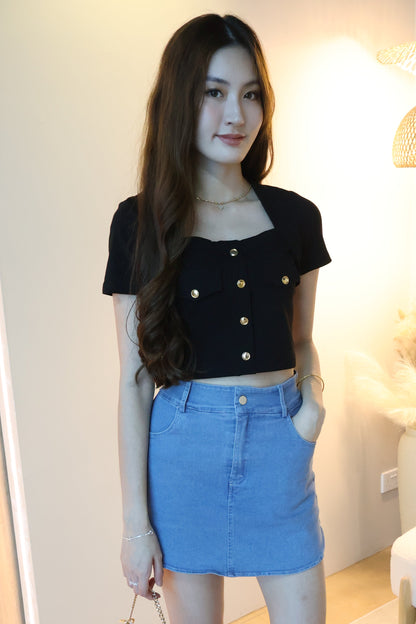 Cheyenne Button Top In Black