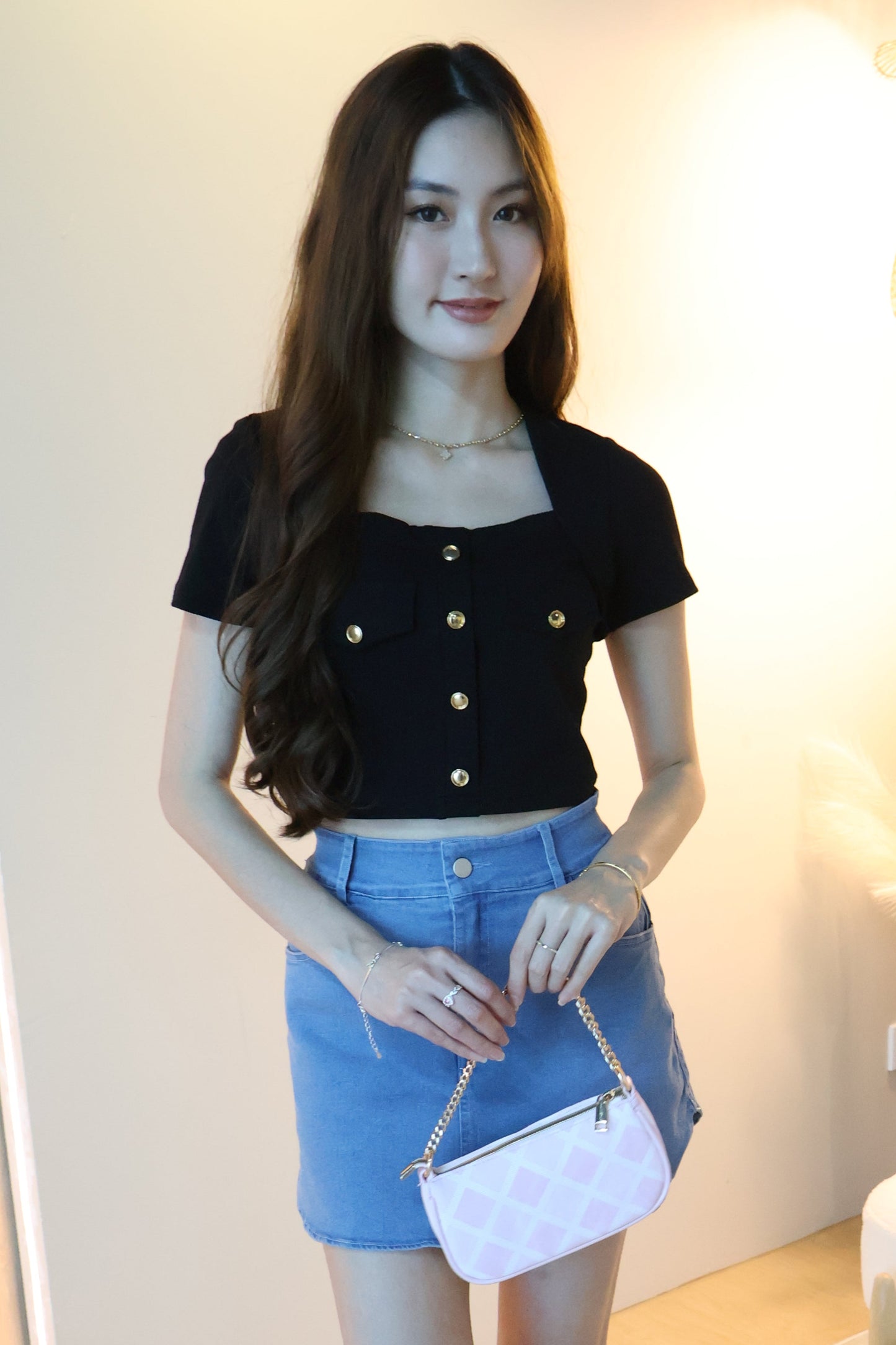 Cheyenne Button Top In Black