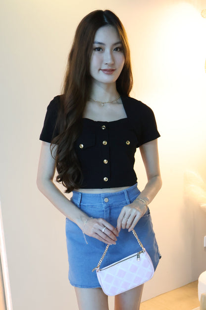 Cheyenne Button Top In Black